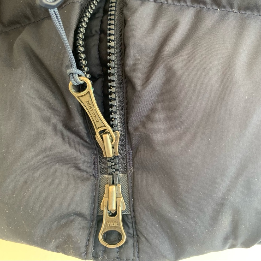 Marmot Women's Montreal Blue Down Puffer Coat Parka with Faux Fur Trim - Picture 10 of 14